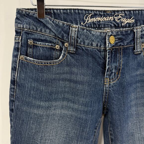 American Eagle Size 8 Favorite Boyfriend Jeans Bootcut Low Rise Denim 32" x 30" - Picture 4 of 9